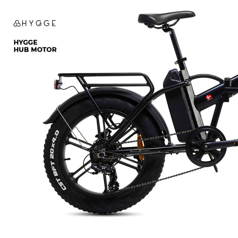 Hygge Vester black ebike hub motor view