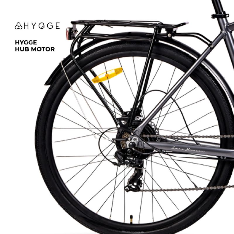 Hygge Aarhus 2025 Graphite Grey Ebike showing hub motor
