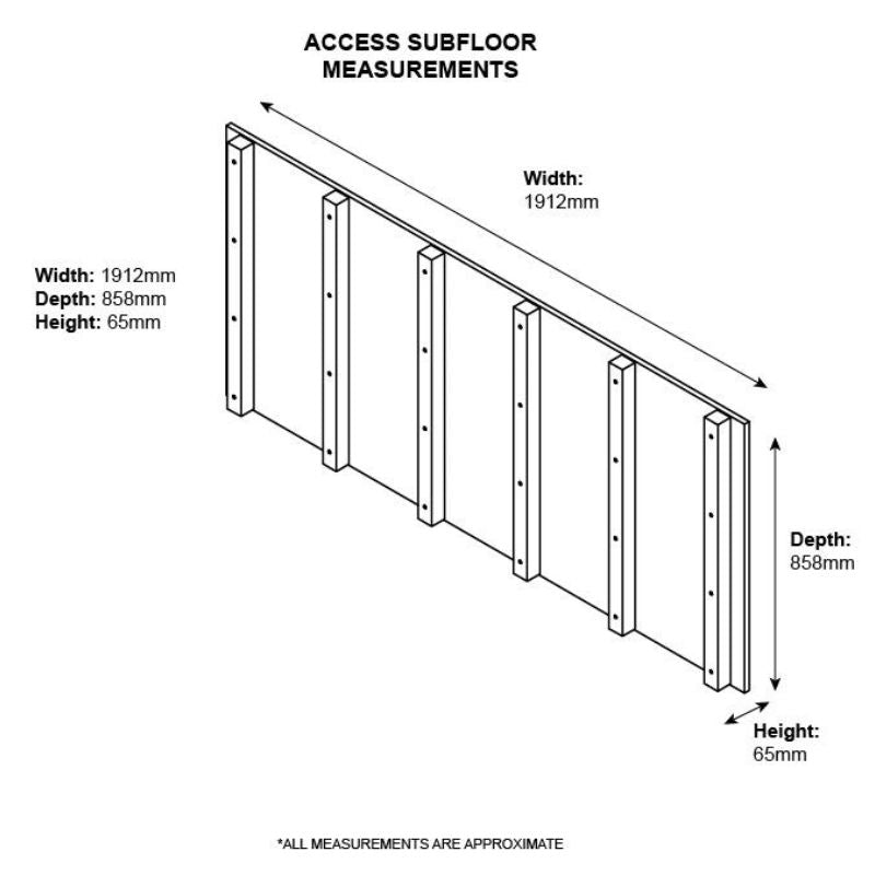 Access subfloor dimensions sheet