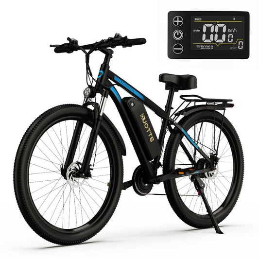 Duotts C29 Ebike in blue & black showing display