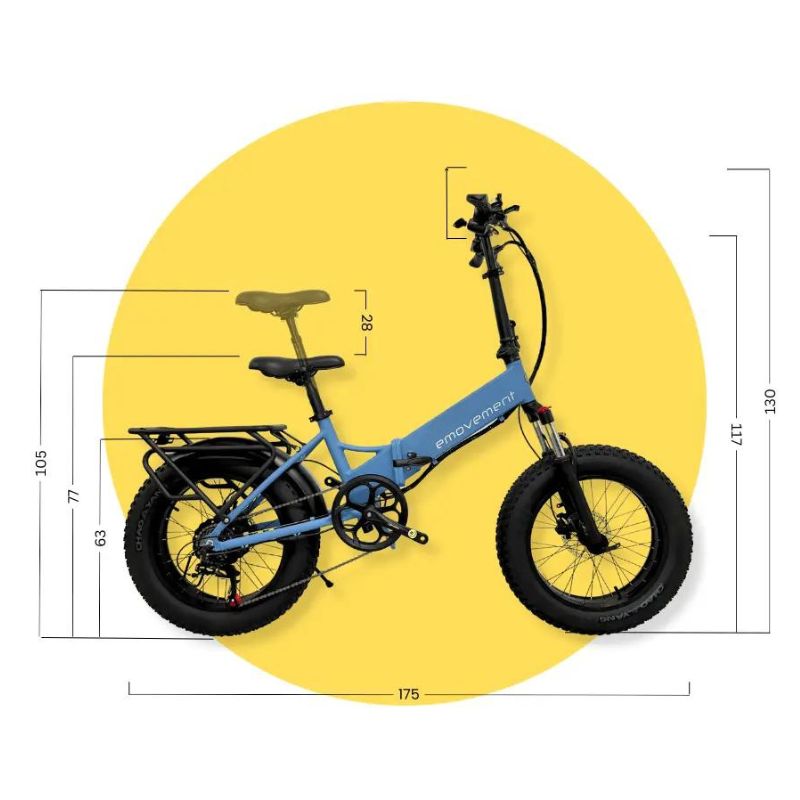 Emovement Pixie folding ebike dimensions