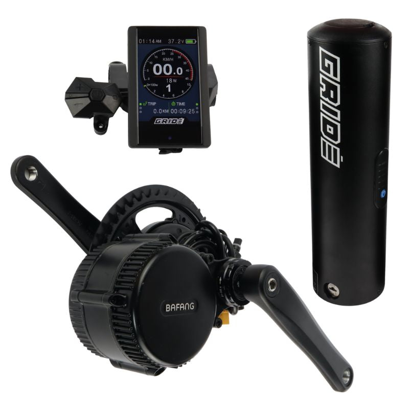 Gride ebike kit crank battery and display images