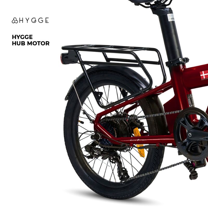 Hygge Virum red ebike hub motor view