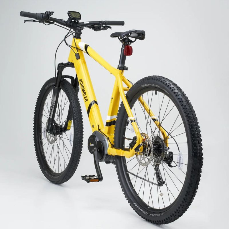 Mark2 Scrambler CL yellow Ebike rear angle view