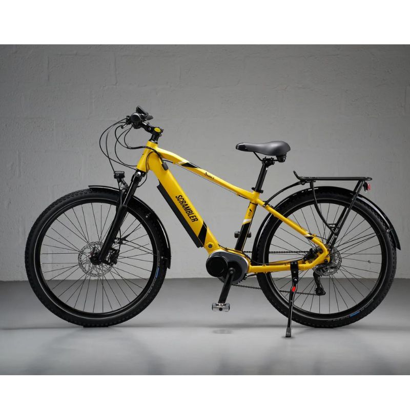 Mark2 Scrambler CX yellow Ebike side view with motor